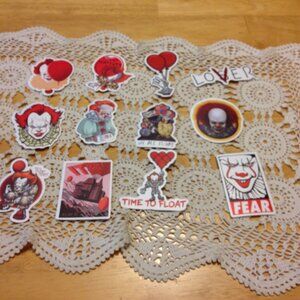 Scary it Clowns / Horror stickers bundle, Halloween give aways or decor